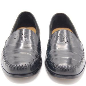 Giorgio Brutini Black Leather Pleated Brouge Slip On Loafers Mens Size 10 D